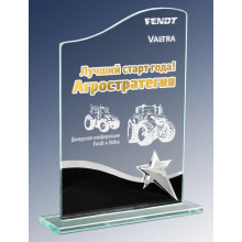 Награда из стекла с гравировкой и фольгой 1680-180-ГРФ